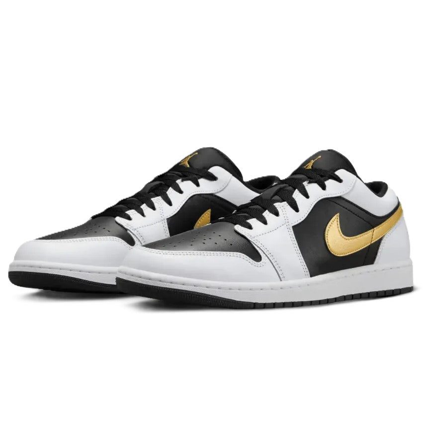 Air Jordan 1 Low White Black Metallic Gold Swoosh