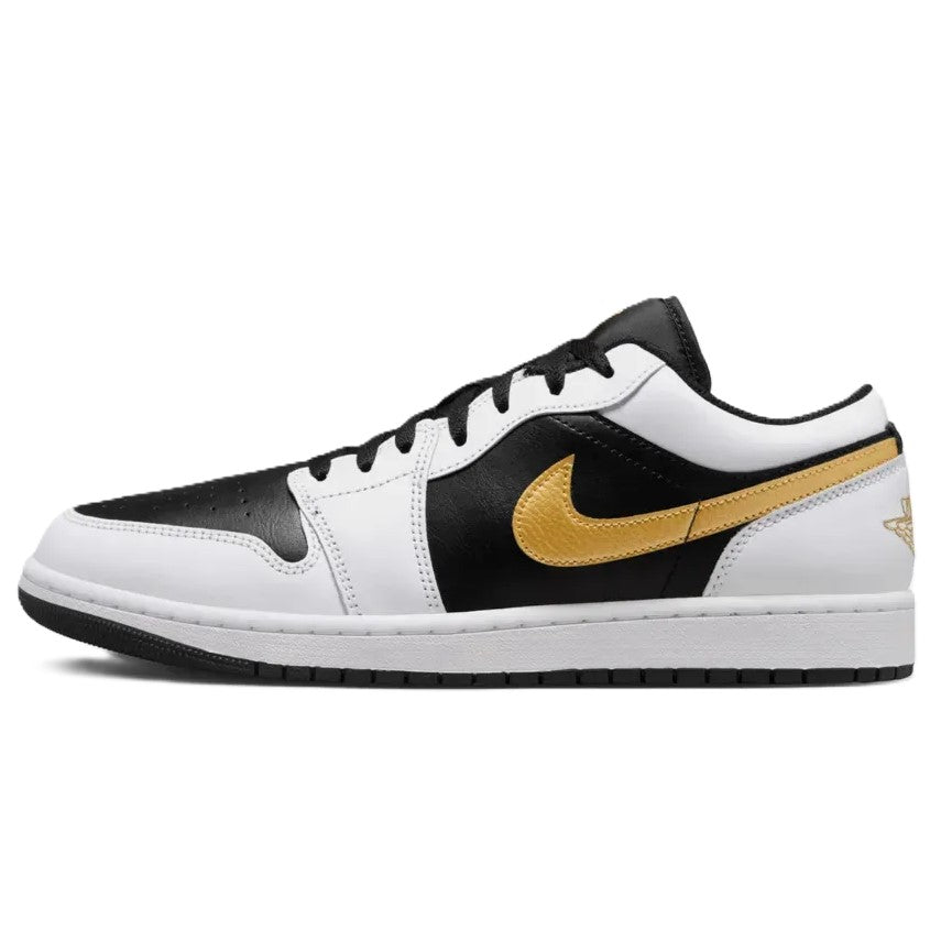 Air Jordan 1 Low White Black Metallic Gold Swoosh